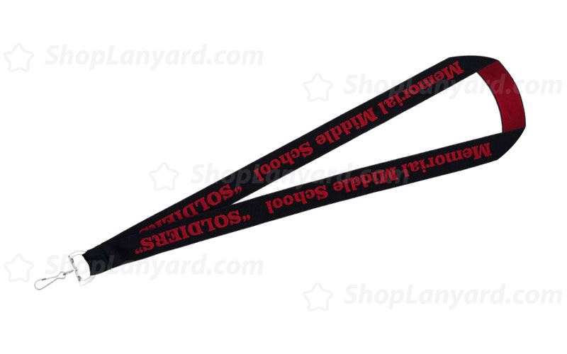 Solid Black Custom Woven Lanyard-WL20cxS