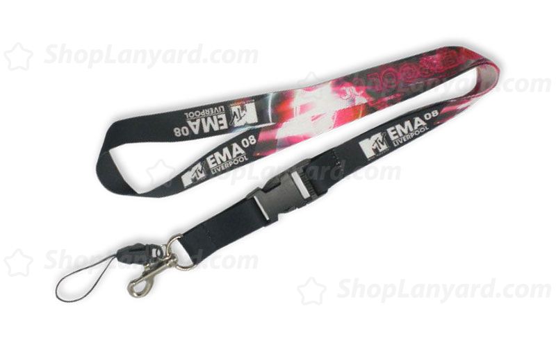 Black Dye Sublimated Lanyard-DSL20fspxS